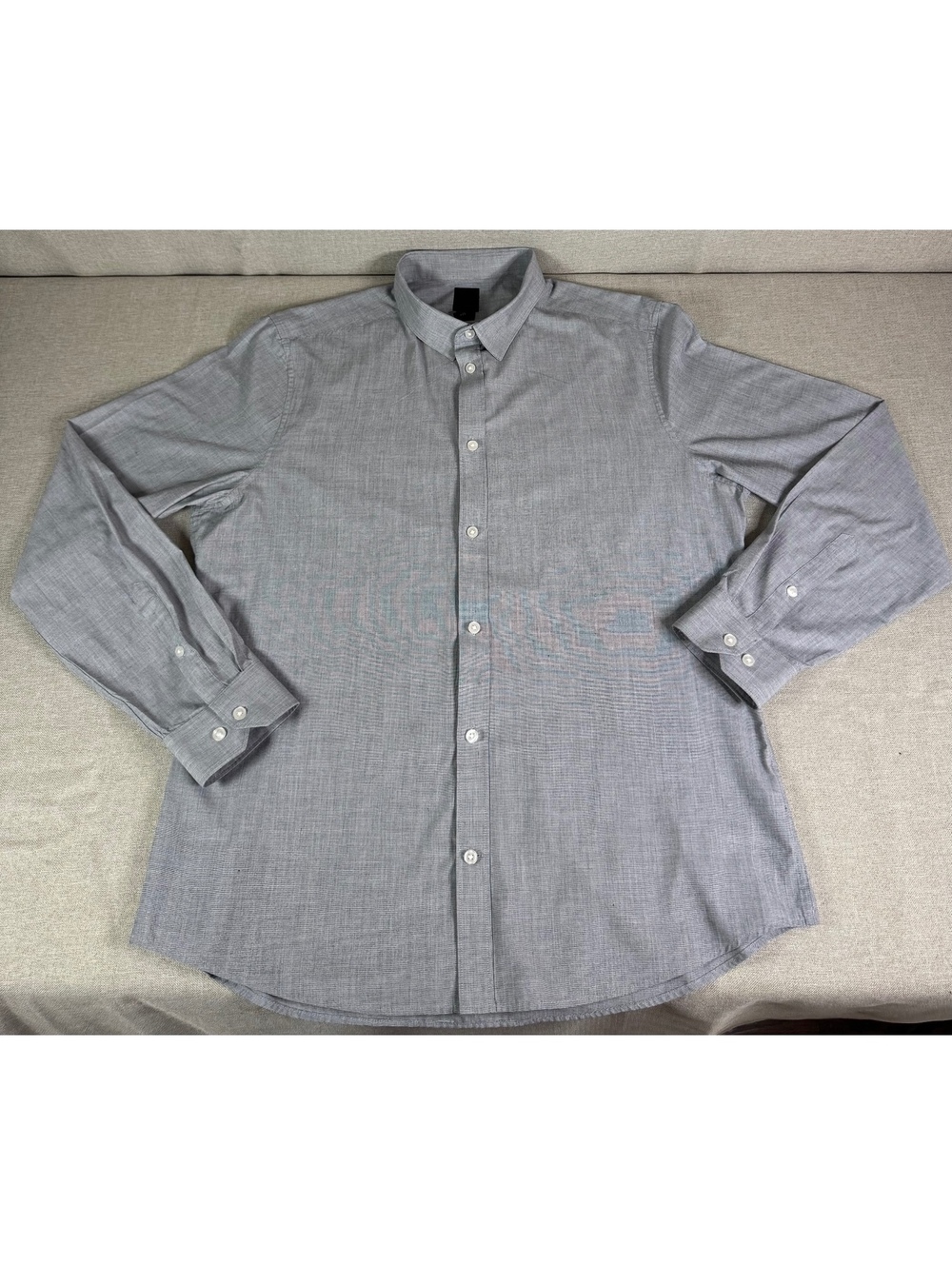 H&M Men's Slim Fit Easy Iron Gray Button-Up Shirt XL